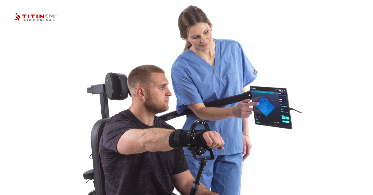 Advanced shoulder rehab equipment and rehabilitation technology in use
