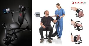 Athlete undergoing advanced shoulder rehabilitation with professional guidance