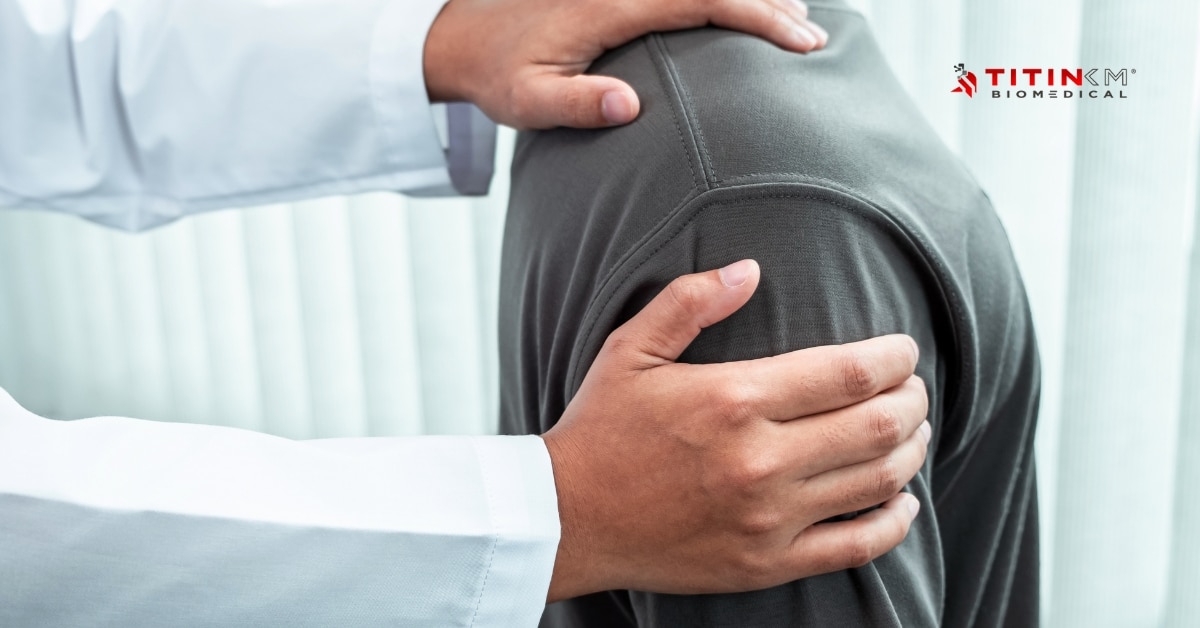Physical therapist guiding patient through shoulder rehabilitation